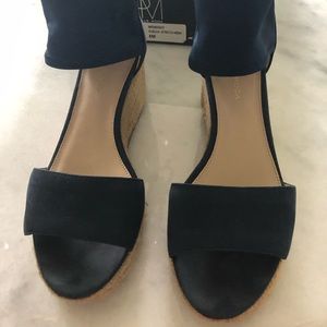 Pelle moda navy suede espadrille wedge sandals 6.5